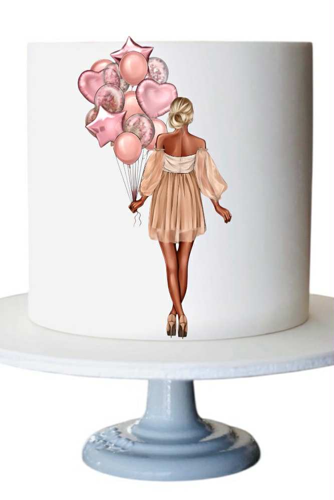 Blonde with balloons - Edible Impressions