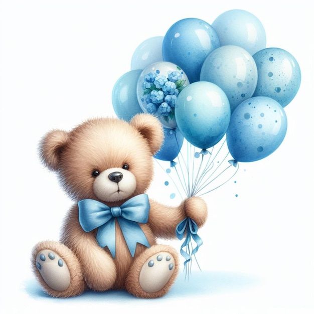 Bear with blue balloons - Edible Impressions