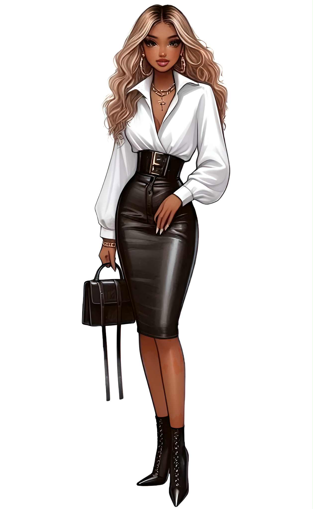 Fashion girl leather skirt