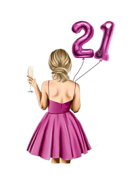 Pink dress 21st balloons - Edible Impressions