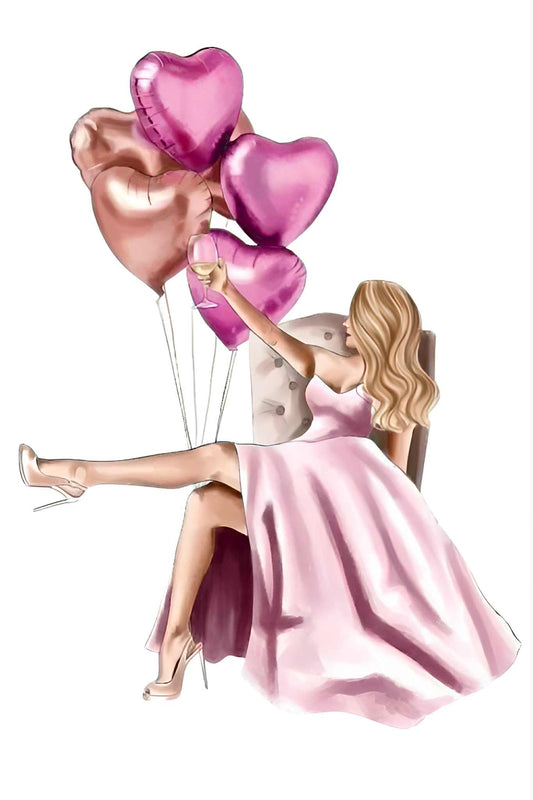 Blonde sitting with balloons - Edible Impressions