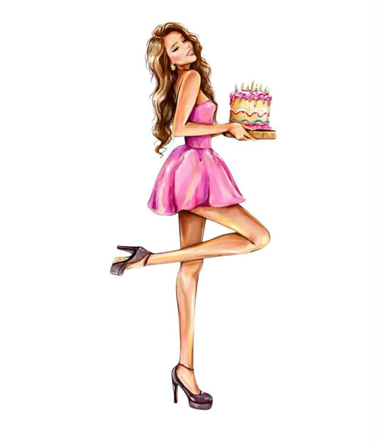 Brunette with cake - Edible Impressions