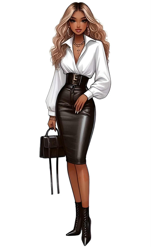 Fashion girl leather skirt